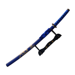 40" Blue Katana & Gold Dragon Japanese Samurai Sword with Display Stand
