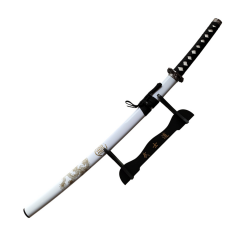 40" White Katana & Gold Dragon Japanese Samurai Sword with Display Stand
