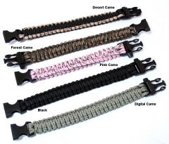 10.5" & 9"  Survival Paracord Bracelets & Buckles Colors Available With Whistle