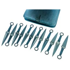 12 pc Black Ninja Throwing Knife Set Hunting Combat Naruto Kunai Knives With Sheath