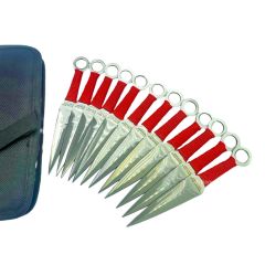 12 pc Silver Ninja Throwing Knife Set Hunting Combat Naruto Kunai Knives With Sheath