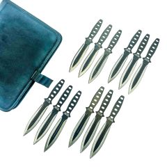 12 pc Ninja Throwing Knives Set Combat Naruto Kunai Knife with Sheath - Black