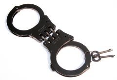 Black Steel Hinged Heavy Duty Handcuffs  