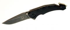 8" Black Stone Wash Blade S/A Pocket Knife Metal Handle